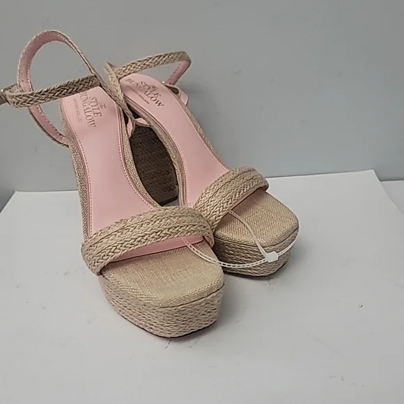 ANTONIO MELANI Beige and Pink Espadrille Platform Sandals - Picture 4 of 9